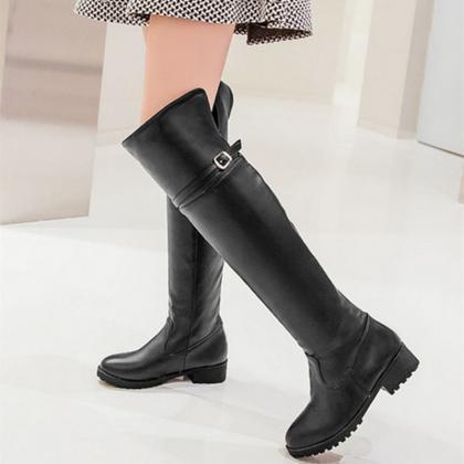 tall flat heel leather boots