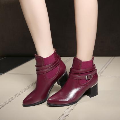 low heel pointed toe ankle shoes