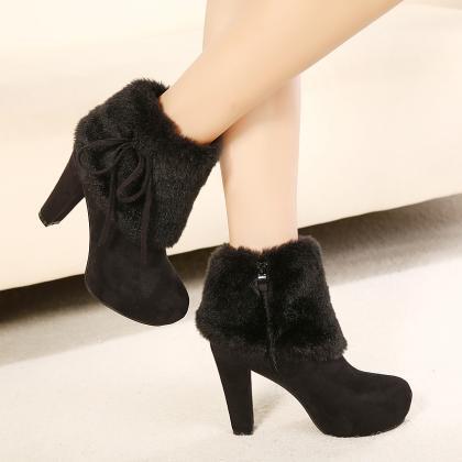 Platform Thick With High Heel Round Toe Turned..