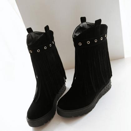 flat heel slip on boots