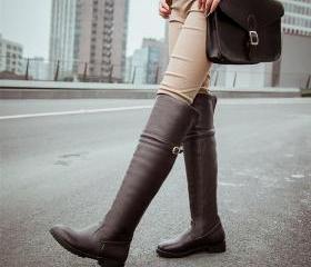 flat heel high boots