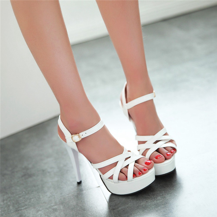 Open Toe Stilletto High Heels Platform Summer Women Ankle Strap Sandals ...