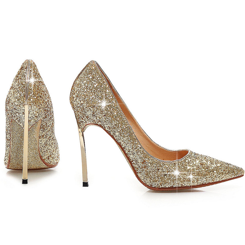 Stiletto High Heels Slip On Fashion Sexy Sequins Women Pumps Party Shoes