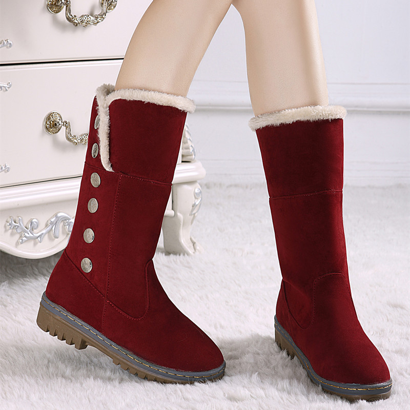 Flat Heel Suede Autumn Winter Women Snow Boots on Luulla