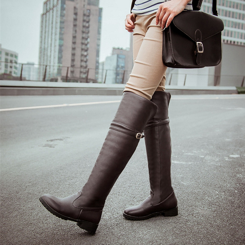 flat heel tall boots