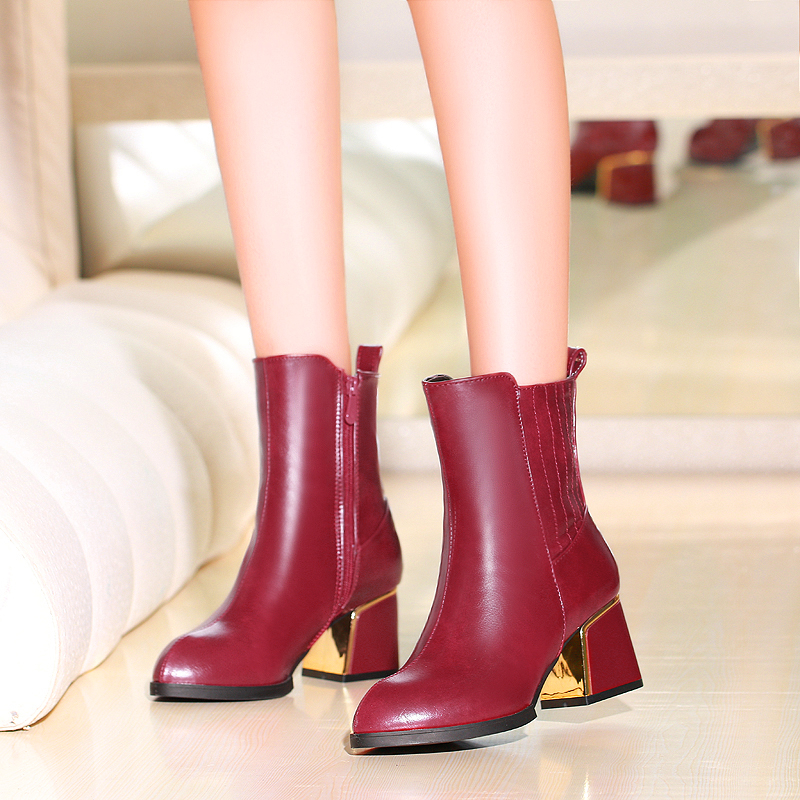 Platform Thick With Low Heel Round Toe Ankle Zipper Pu Leather Neutral Boots