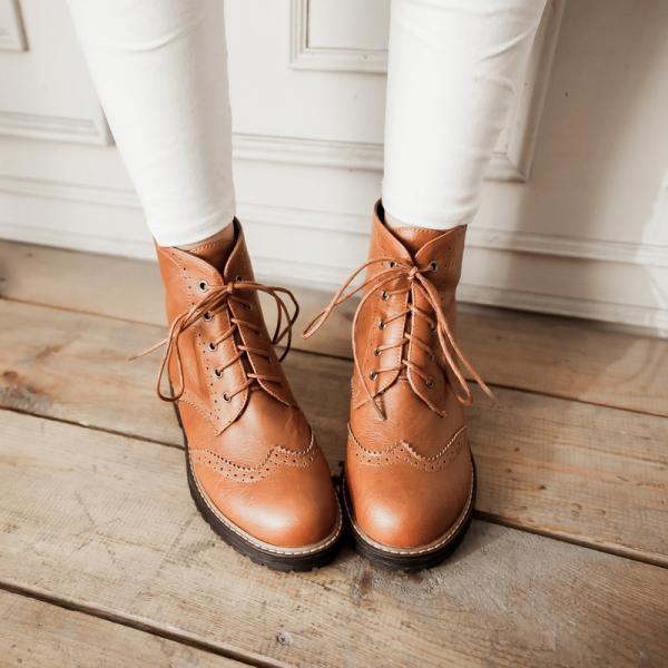 Thick With Low Heel Lace Up Pu Leather Leisure Women Boots on Luulla