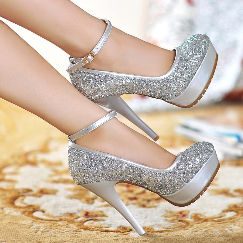 Silver Glitter High Heels on Luulla