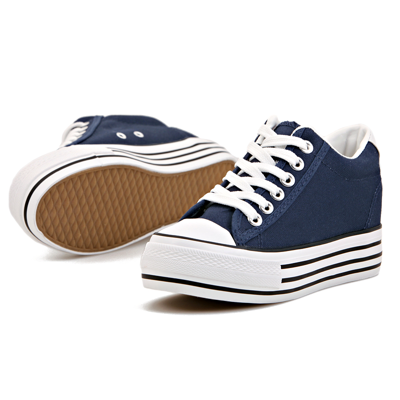 Thick Sole Platfrom Lace Canvas Women Flats Running Shoes on Luulla