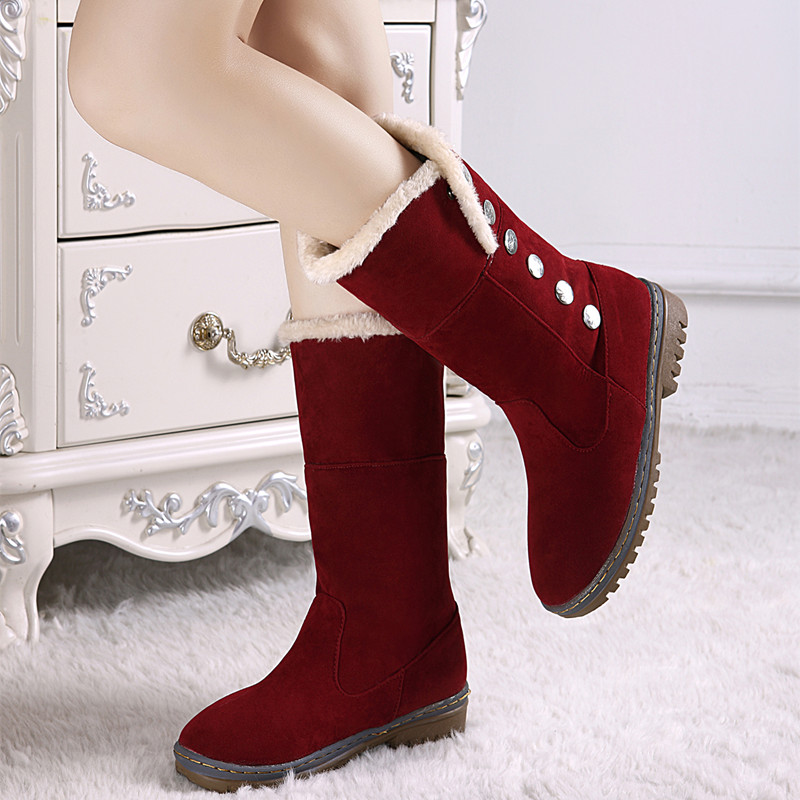 Flat Heel Suede Autumn Winter Women Snow Boots on Luulla