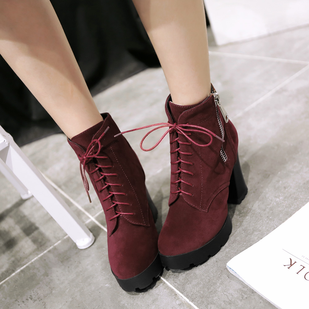Lace-Up Round Toe High Boots main image 0
